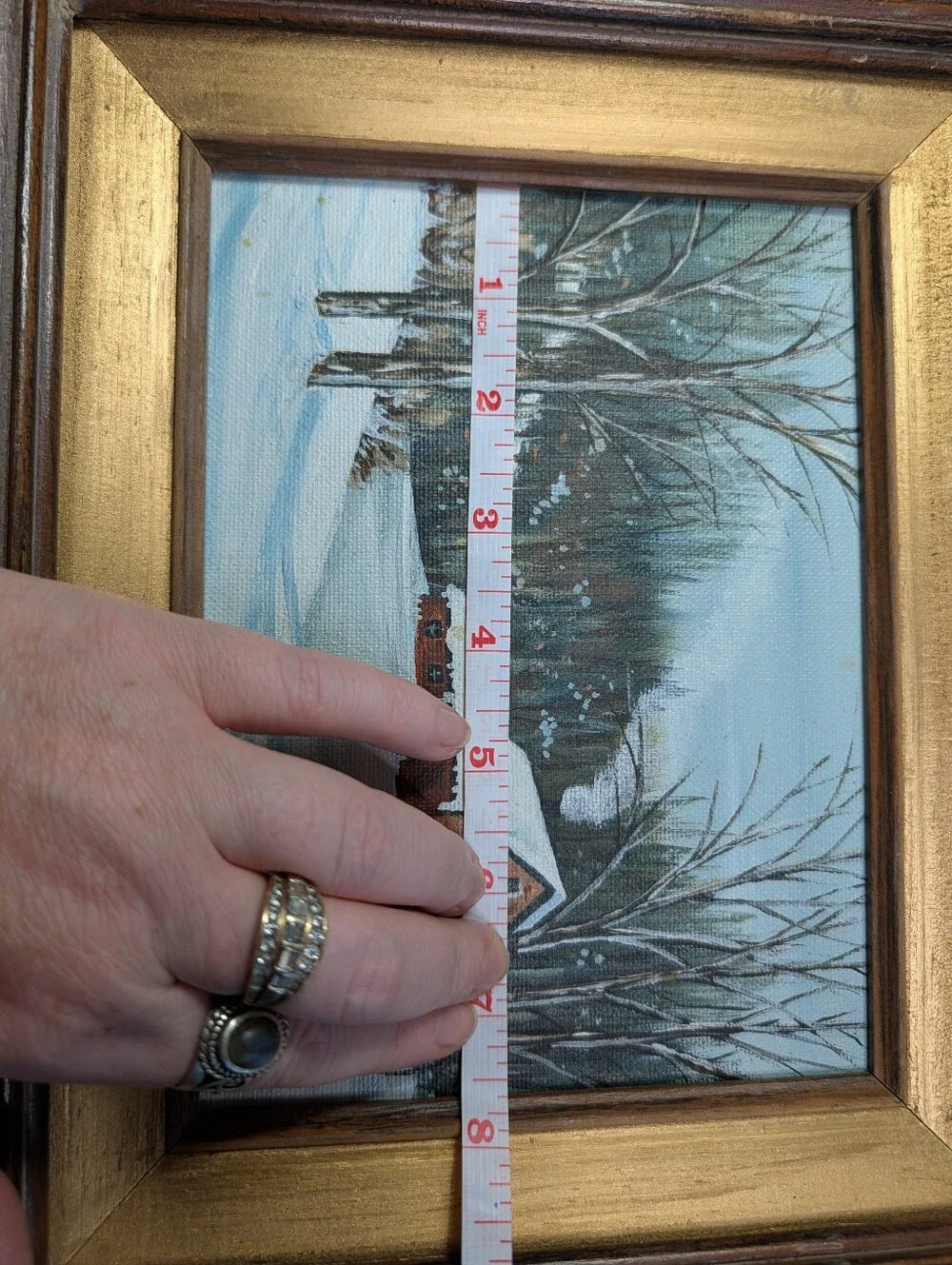 Vintage Betty Mack Wood Framed Winter Landscapes 4 Oil Paintings On Board 11x13